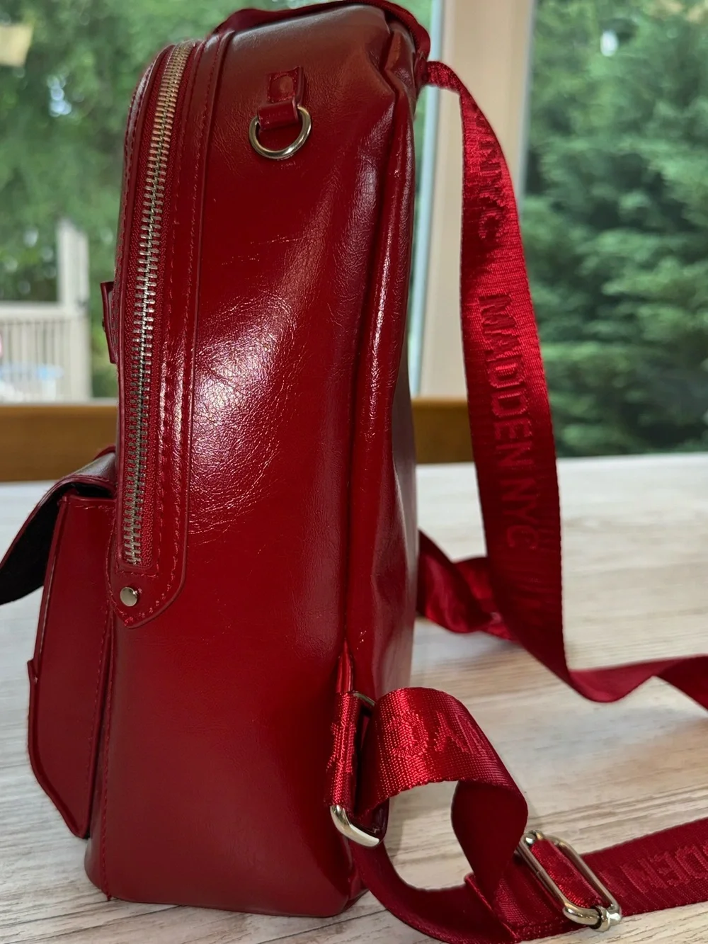 Steve Madden Shiny Red Mini Backpack